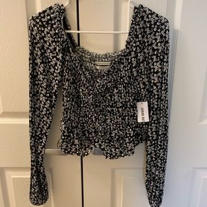 Urban Outfitters Black/White Floral Crop Top
